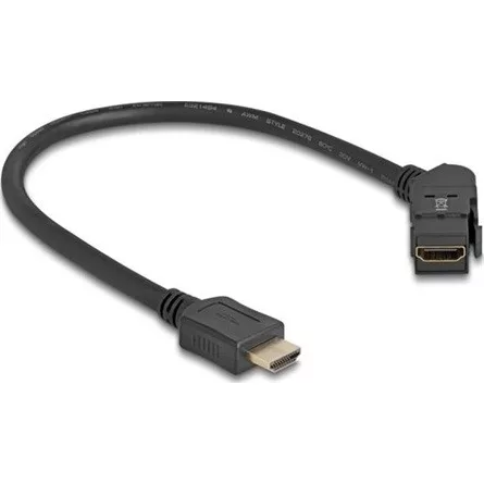 Delock HDMI panel tartó anya 45 -ban hajlított   HDMI apa 30 cm kábellel 8K 60 Hz fekete