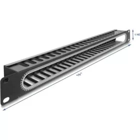   Delock 19  kábel rendező panel nyitási és sarok védelemmel 1U fekete