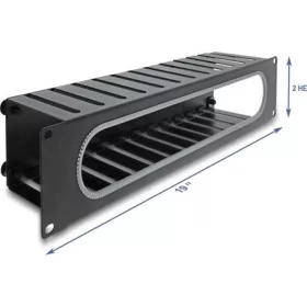   Delock 19  kábel rendező panel nyitási és sarok védelemmel 2U fekete