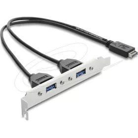   Delock USB E típusú A kulcsos dugós csatlakozó   2 x USB 5 Gbps A-típusú aljzat, rekeszrögzítéses csatlakozókábel, 35,5