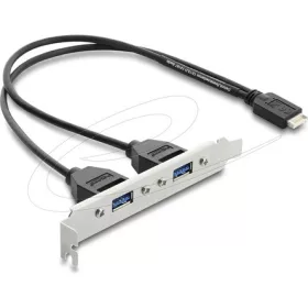   Delock USB E típusú B kulcsos dugós csatlakozó   2 x USB 5 Gbps A-típusú aljzat, rekeszrögzítéses csatlakozókábel, 35,5