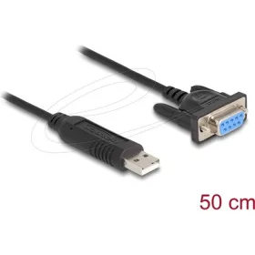   Delock USB 2.0   Soros RS-232 adapter, Sub-D 9 tűs aljzat, csavaros rögzítéssel, kompakt csatlakozóházzal, 50 cm, FTDI c