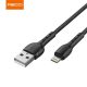 RECCI KAB RECCI RTC-N16LB 3A Lightning-USB szövet kábel, fekete - 1m