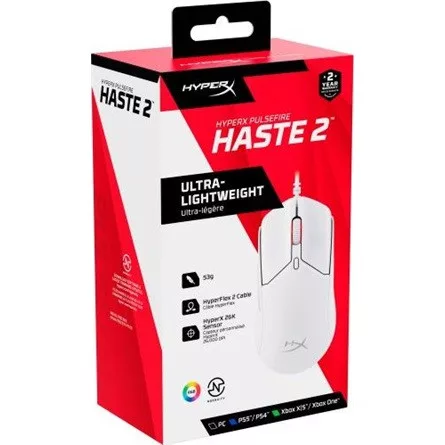 HP HYPERX vezetékes gaming egér Pulsefire Haste 2 - fehér