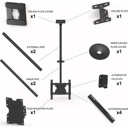 Multibrackets M Public Ceilingmount Medium Single 3000 32"-55" monitor TV mennyezeti tartó fekete