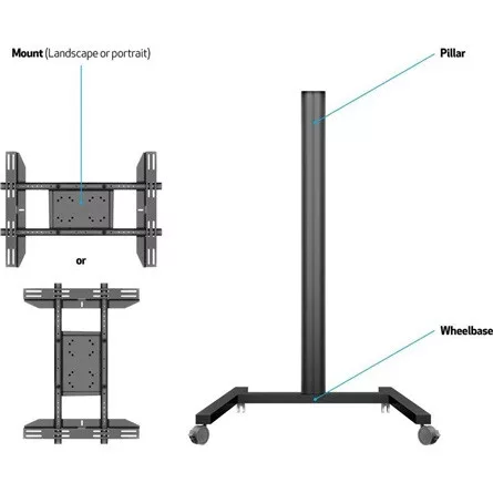 Multibrackets M Display Stand 180 Single 24"-65" monitor TV gurulós tartó állvány fekete