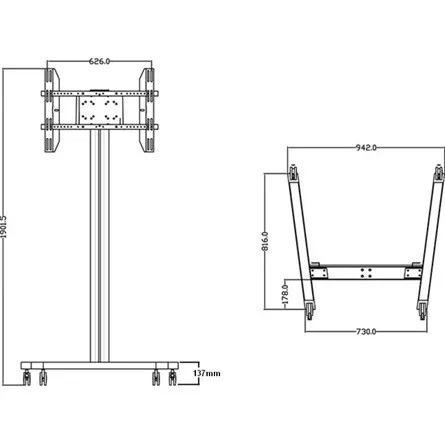 Multibrackets M Display Stand 180 Single 24"-65" monitor TV gurulós tartó állvány fekete