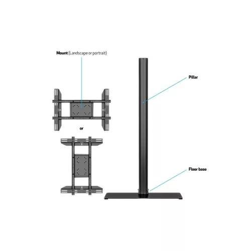 MULTIBRACKETS Padlóállvány, M Display Stand 180 Single Black w. Floorbase (24-65", max.VESA: 700x400 mm, 50 kg)