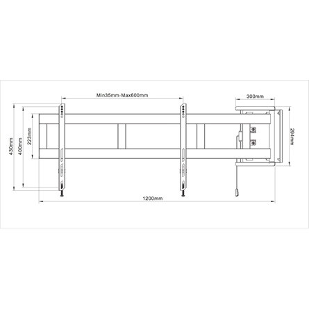 MULTIBRACKETS Fali konzol, M Universal Swing Arm 180 Degrees Large Black (48-69", max.VESA: 600x400 mm, 75 kg)