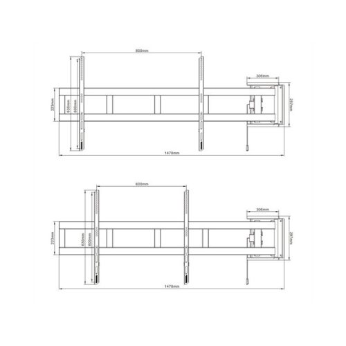 MULTIBRACKETS Fali konzol, M Universal Swing Arm 180 Degrees x Large Black (70-84", max.VESA: 800x600 mm, 125 kg)