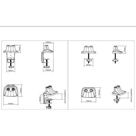 MULTIBRACKETS 2 karos asztali konzol, M Deskmount Gas Spring Dual Black (15-30", max.VESA: 100x100 mm, 9 kg)