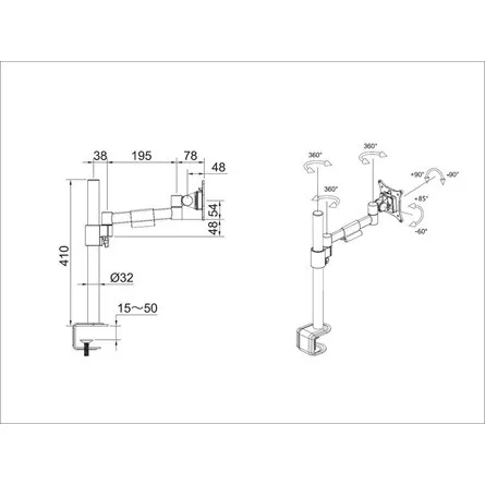 Multibrackets Officeline Single I Black 15"-30" monitor tart