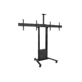   MULTIBRACKETS Gurulós motoros 2 karos padlóállvány, M Motorized Floorstand Dual Screen incl cabinet & cam-shelf 120kg