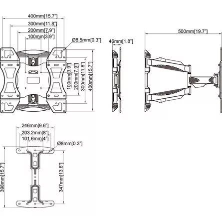 Multibrackets Flexarm Full Motion Single Portrait 32"-55" monitor TV fali tartó fekete