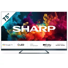   SHARP 75FQ5EG 75"/189cm 4K UHD, Quantum Dot Google TV Harman/Kardon hangszórókkal, 144Hz, 3840x2160, 4xHDMI/2xUSB
