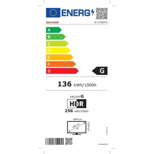 SHARP 75GP7265E 75"/189cm 4K UHD QLED Google TV Harman/Kardon hangszórókkal, 3840x2160, 4xHDMI/2xUSB