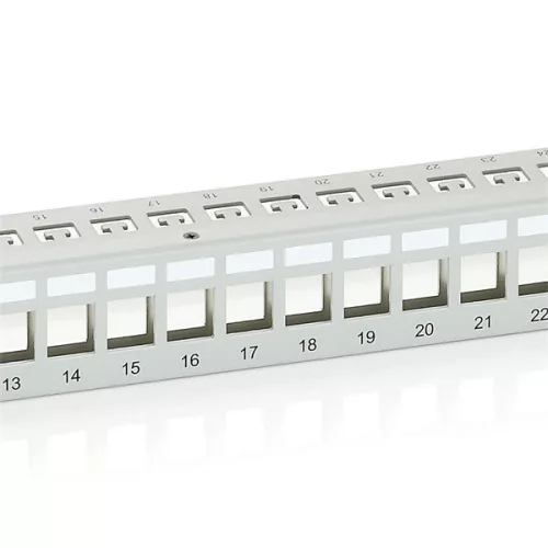 Equip Keystone Patch Panel - 767124 (24 port, Cat6, 1U, árnyékolt, szürke)