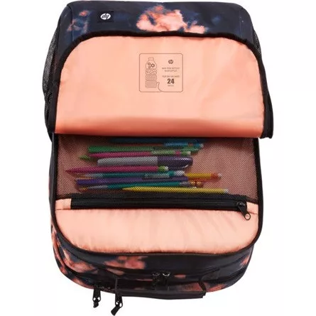 HP Campus XL Backpack 16,1" notebook poliészter hátizsák fekete-narancssárga (Tie Dye) 20L