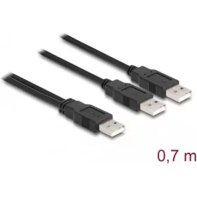   Delock USB-A 2.0 -> 2db USB-A 2.0 M/M adatkábel 0.7m fekete