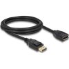 Delock DisplayPort 1.2 -> DisplayPort 1.2 M/F video kábel hosszabbító 2m fekete