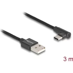   Delock USB-A 2.0 -> USB-C M/M adatkábel 3m fekete egyenes/90°