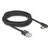 Delock USB-A 2.0 -> USB-C M/M adatkábel 3m fekete egyenes/90°