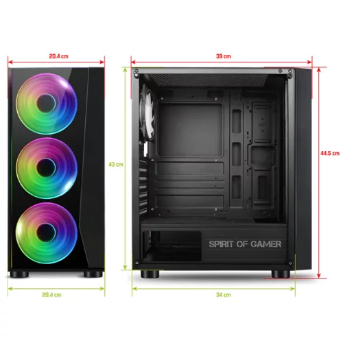 Spirit of Gamer Számítógépház - GHOST III RGB (fekete, ablak