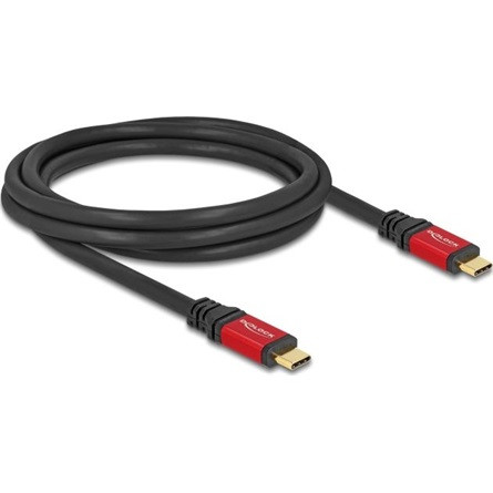 Delock USB 5 Gbps kábel USB Type-C  apa - apa PD 3.0 100 W E-Marker 2 m piros fém
