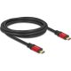Delock USB 5 Gbps kábel USB Type-C  apa - apa PD 3.0 100 W E-Marker 2 m piros fém