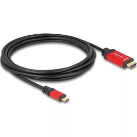   Delock USB-C -> HDMI 2.1 Ethernet M/M video kábel 3m fekete-piros (DP Alt Mode)