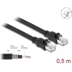   Delock RJ45 CAT6A F/UTP -> RJ45 CAT6A F/UTP M/M adatkábel 0.5m fekete