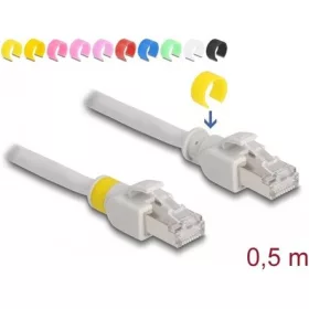   Delock RJ45 CAT6A S/FTP -> RJ45 CAT6A S/FTP M/M adatkábel 0.5m szürke színes jelólővel