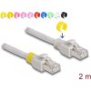 Delock RJ45 CAT6A S/FTP -> RJ45 CAT6A S/FTP M/M adatkábel 2m szürke színes jelólővel