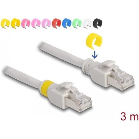Delock RJ45 CAT6A S/FTP -> RJ45 CAT6A S/FTP M/M adatkábel 3m szürke színes jelólővel