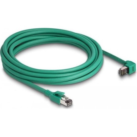 Delock PROFINET RJ45 CAT6 SF/UTP -> RJ45 CAT6 SF/UTP M/M adatkábel 5m zöld 90° egyenes/fel,
