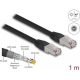 Delock RJ45 CAT6A S/FTP -> RJ45 CAT6A S/FTP M/M adatkábel 1m fekete PE, kültéri