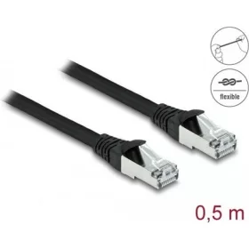   Delock RJ45 CAT6A S/FTP -> RJ45 CAT6A S/FTP M/M adatkábel 0.5m fekete PUR, kültéri