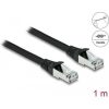 Delock RJ45 CAT6A S/FTP -> RJ45 CAT6A S/FTP M/M adatkábel 1m fekete PUR, kültéri