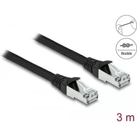   Delock RJ45 CAT6A S/FTP -> RJ45 CAT6A S/FTP M/M adatkábel 3m fekete PUR, kültéri
