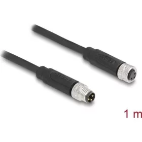   Delock M8 3pin A-code -> M8 3pin A-code M/F adatkábel 1m fekete TPU