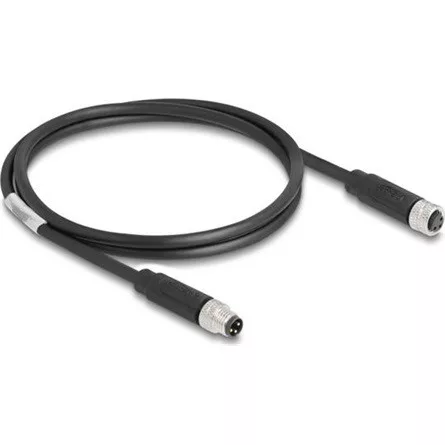 Delock M8 3pin A-code -> M8 3pin A-code M/F adatkábel 1m fekete TPU