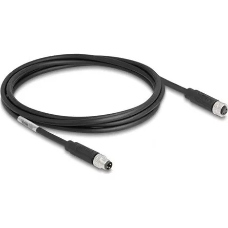 Delock M8 3pin A-code -> M8 3pin A-code M/F adatkábel 2m fekete TPU