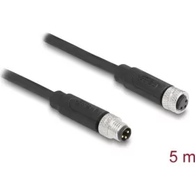   Delock M8 3pin A-code -> M8 3pin A-code M/F adatkábel 5m fekete TPU