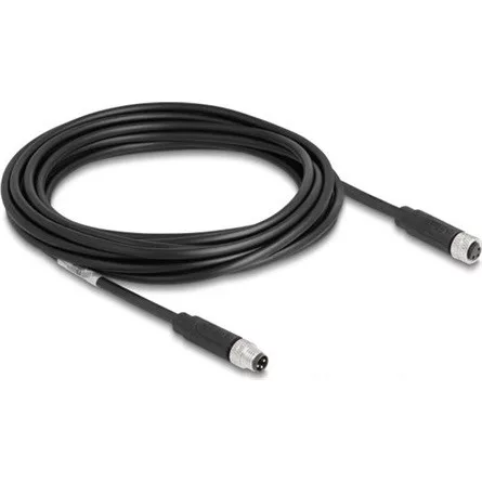 Delock M8 3pin A-code -> M8 3pin A-code M/F adatkábel 5m fekete TPU