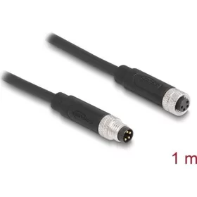   Delock M8 4pin A-code -> M8 4pin A-code M/F adatkábel 1m fekete TPU
