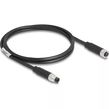 Delock M8 4pin A-code -> M8 4pin A-code M/F adatkábel 1m fekete TPU
