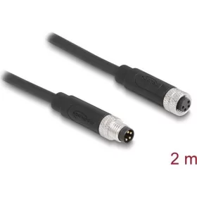   Delock M8 4pin A-code -> M8 4pin A-code M/F adatkábel 2m fekete TPU