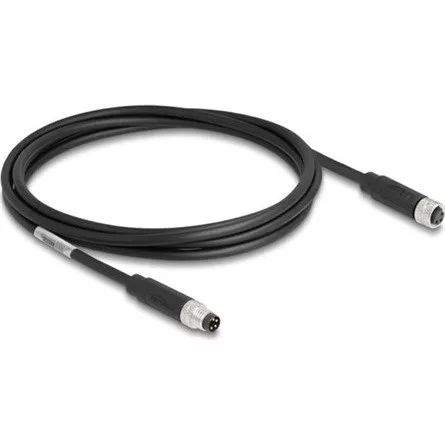 Delock M8 4pin A-code -> M8 4pin A-code M/F adatkábel 2m fekete TPU