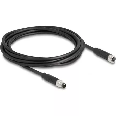 Delock M8 4pin A-code -> M8 4pin A-code M/F adatkábel 3m fekete TPU