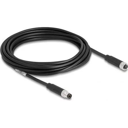Delock M8 4pin A-code -> M8 4pin A-code M/F adatkábel 5m fekete TPU